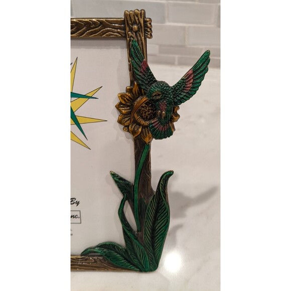 NEW~MistCo, Inc. Metal 3.5" X 5" Flowers & Hummingbird Picture Photo Frame - Picture 4 of 9